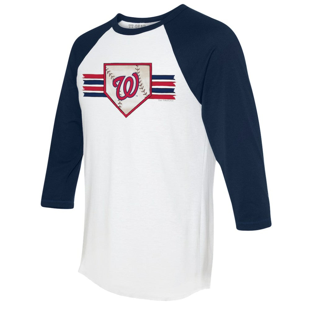 Washington Nationals Tiny Turnip Women's Base Stripe 3/4-Sleeve Raglan T-Shirt - MLB T-shirts
