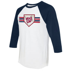 Washington Nationals Tiny Turnip Women's Base Stripe 3/4-Sleeve Raglan T-Shirt - MLB T-shirts