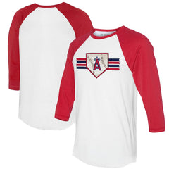 Los Angeles Angels Tiny Turnip Women's Base Stripe 3/4-Sleeve Raglan T-Shirt - MLB T-shirts