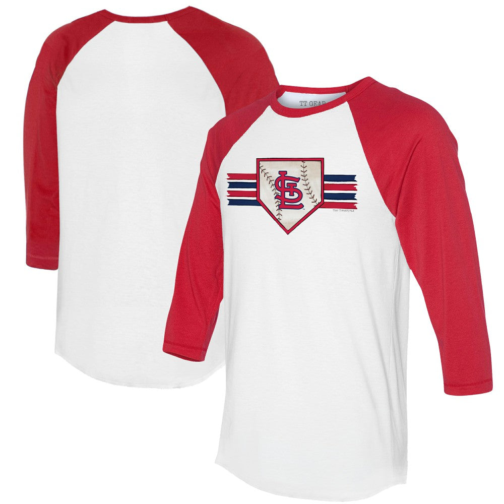 St. Louis Cardinals Tiny Turnip Women's Base Stripe 3/4-Sleeve Raglan T-Shirt - MLB T-shirts