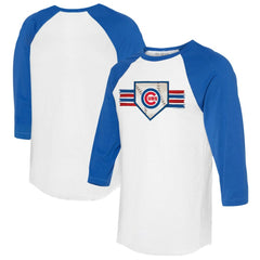 Chicago Cubs Tiny Turnip Women's Base Stripe 3/4-Sleeve Raglan T-Shirt - MLB T-shirts