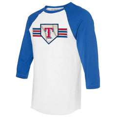 Texas Rangers Tiny Turnip Women's Base Stripe 3/4-Sleeve Raglan T-Shirt - MLB T-shirts