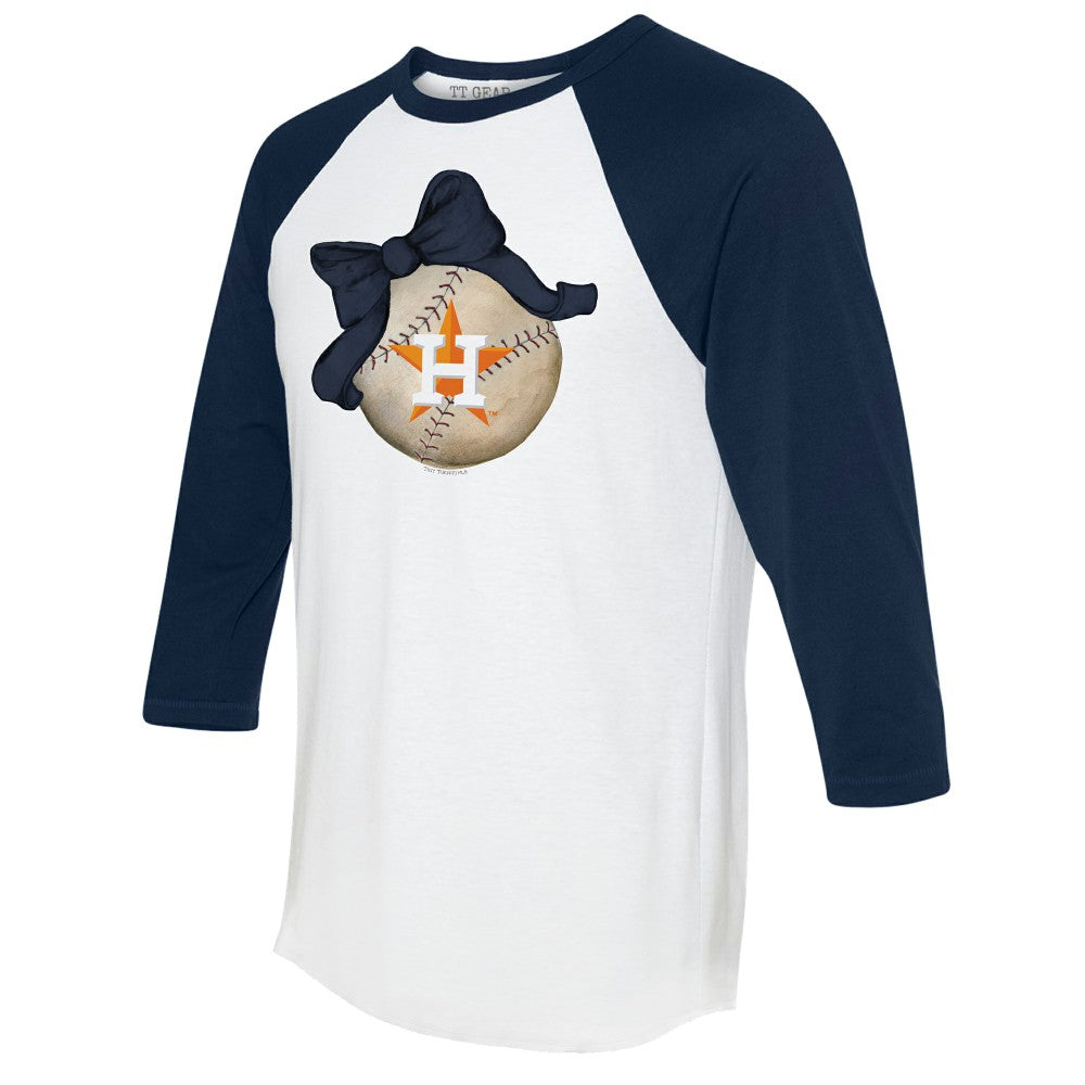 Houston Astros Tiny Turnip Women's Baseball Bow 3/4-Sleeve Raglan T-Shirt - MLB T-shirts