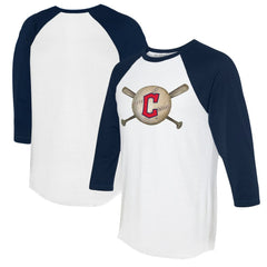 Cleveland Guardians Tiny Turnip Women's Baseball Cross Bats 3/4-Sleeve Raglan T-Shirt - MLB T-shirts