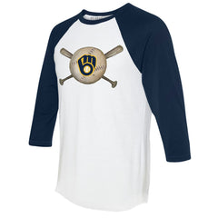 Milwaukee Brewers Tiny Turnip Women's Baseball Cross Bats 3/4-Sleeve Raglan T-Shirt - MLB T-shirts