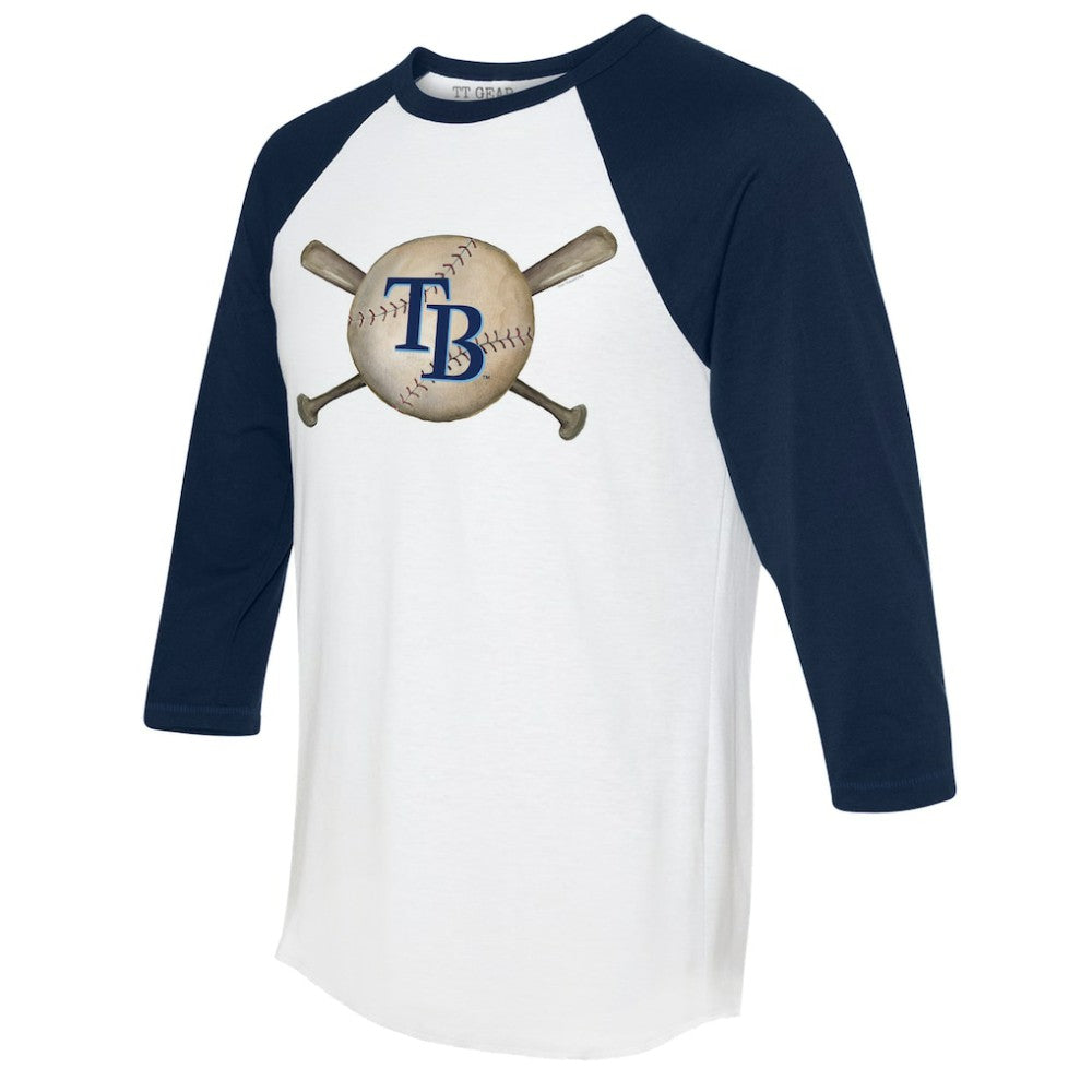 Tampa Bay Rays Tiny Turnip Women's Baseball Cross Bats 3/4-Sleeve Raglan T-Shirt - MLB T-shirts