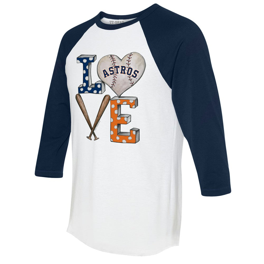 Houston Astros Tiny Turnip Women's Baseball Love Raglan 3/4-Sleeve T-Shirt - MLB T-shirts