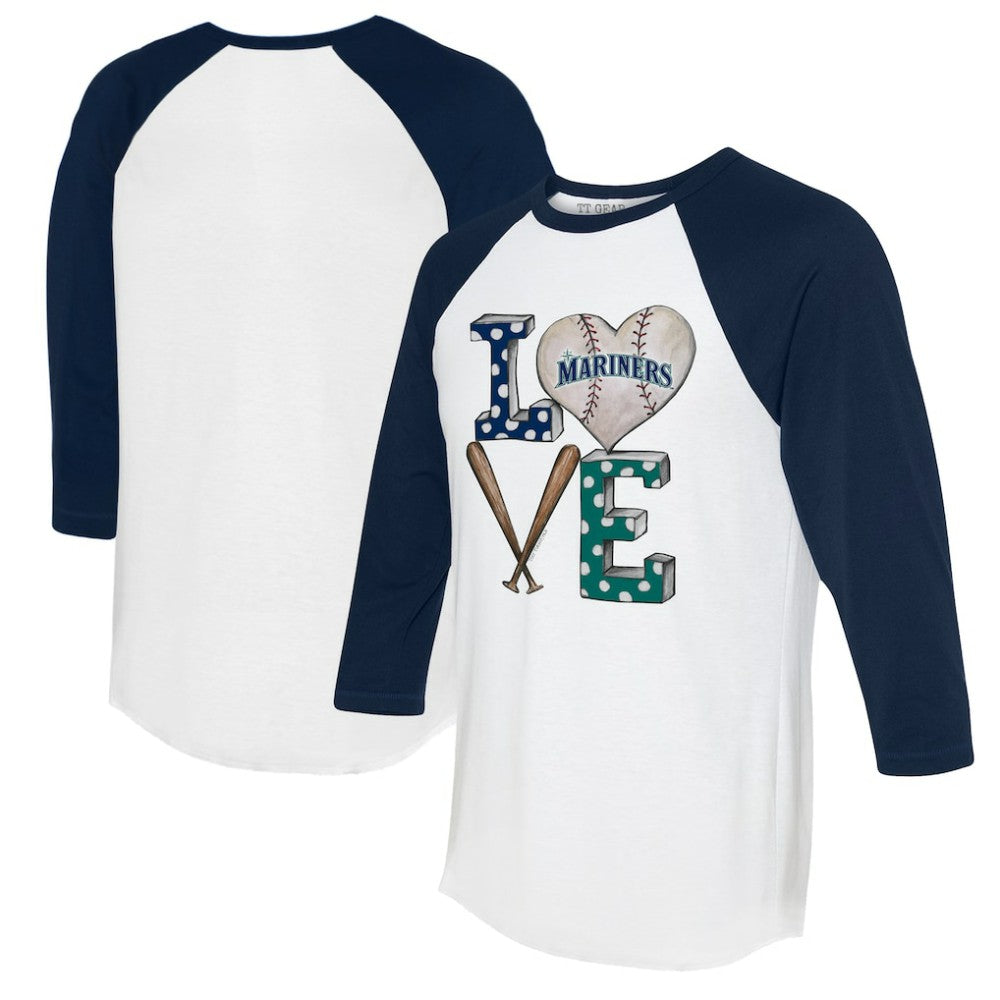 Seattle Mariners Tiny Turnip Women's Baseball Love Raglan 3/4-Sleeve T-Shirt - MLB T-shirts