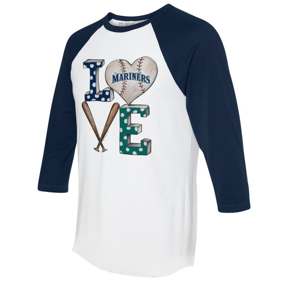 Seattle Mariners Tiny Turnip Women's Baseball Love Raglan 3/4-Sleeve T-Shirt - MLB T-shirts