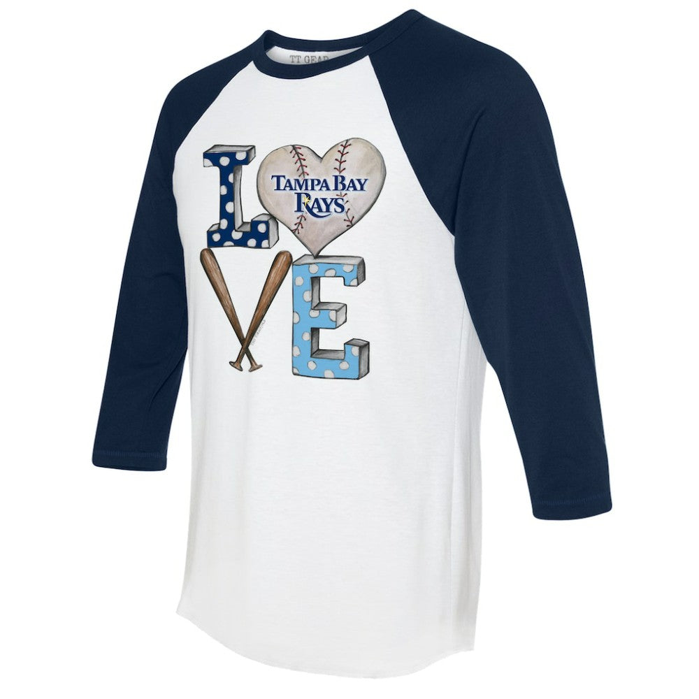 Tampa Bay Rays Tiny Turnip Women's Baseball Love Raglan 3/4-Sleeve T-Shirt - MLB T-shirts