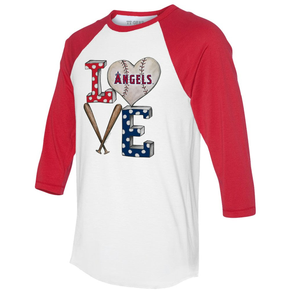 Los Angeles Angels Tiny Turnip Women's Baseball Love Raglan 3/4-Sleeve T-Shirt - MLB T-shirts