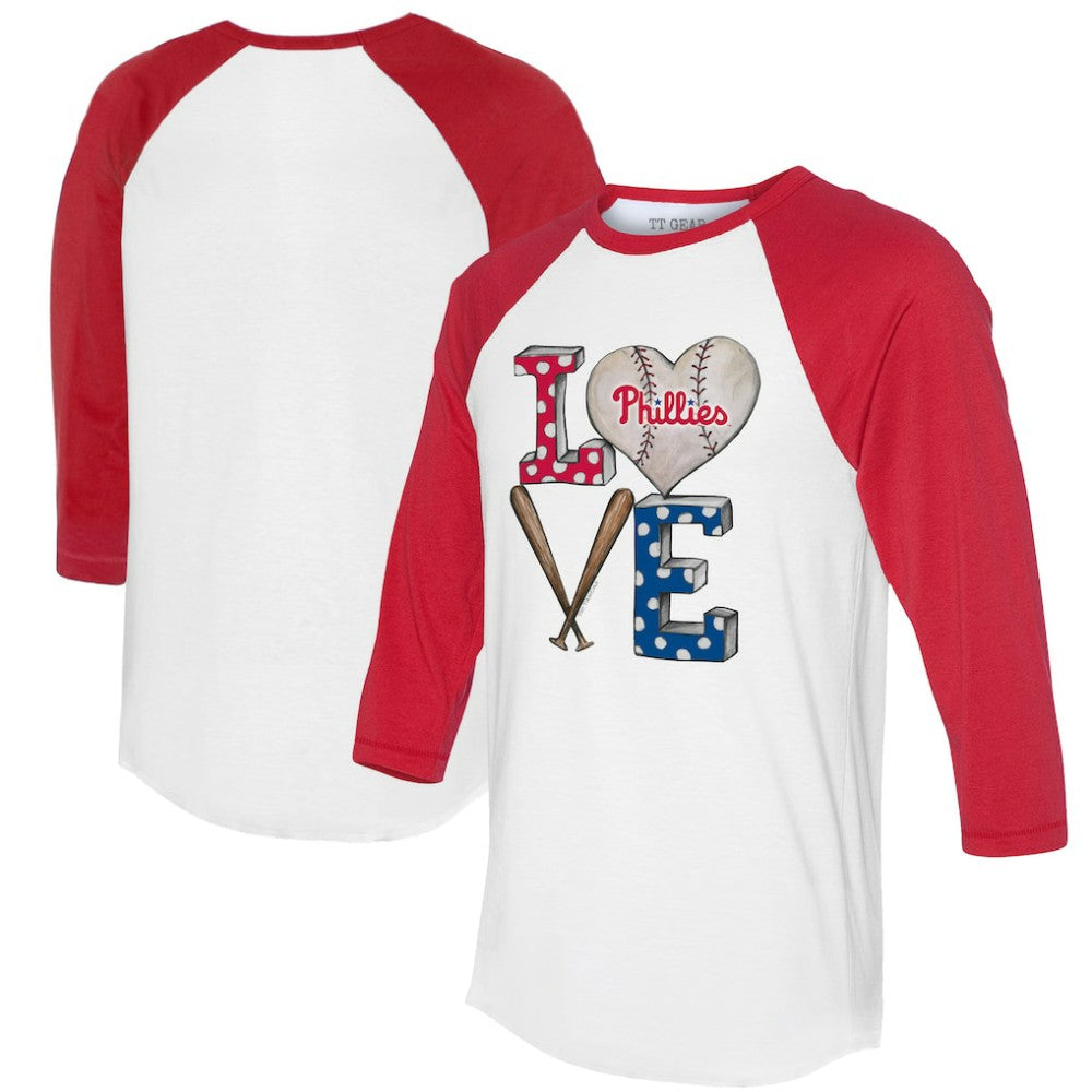 Philadelphia Phillies Tiny Turnip Women's Baseball Love Raglan 3/4-Sleeve T-Shirt - MLB T-shirts