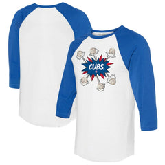 Chicago Cubs Tiny Turnip Women's Baseball Pow 3/4-Sleeve Raglan T-Shirt - MLB T-shirts