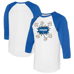 Los Angeles Dodgers Tiny Turnip Women's Baseball Pow 3/4-Sleeve Raglan T-Shirt - MLB T-shirts