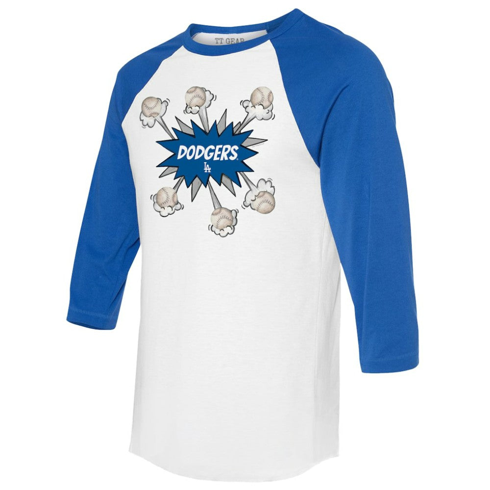 Los Angeles Dodgers Tiny Turnip Women's Baseball Pow 3/4-Sleeve Raglan T-Shirt - MLB T-shirts
