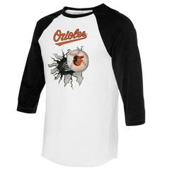 Baltimore Orioles Tiny Turnip Women's Baseball Tear 3/4-Sleeve Raglan T-Shirt - MLB T-shirts