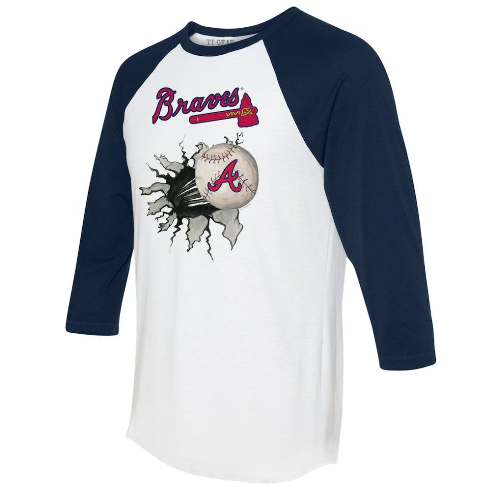 Atlanta Braves Tiny Turnip Women's Baseball Tear 3/4-Sleeve Raglan T-Shirt - MLB T-shirts