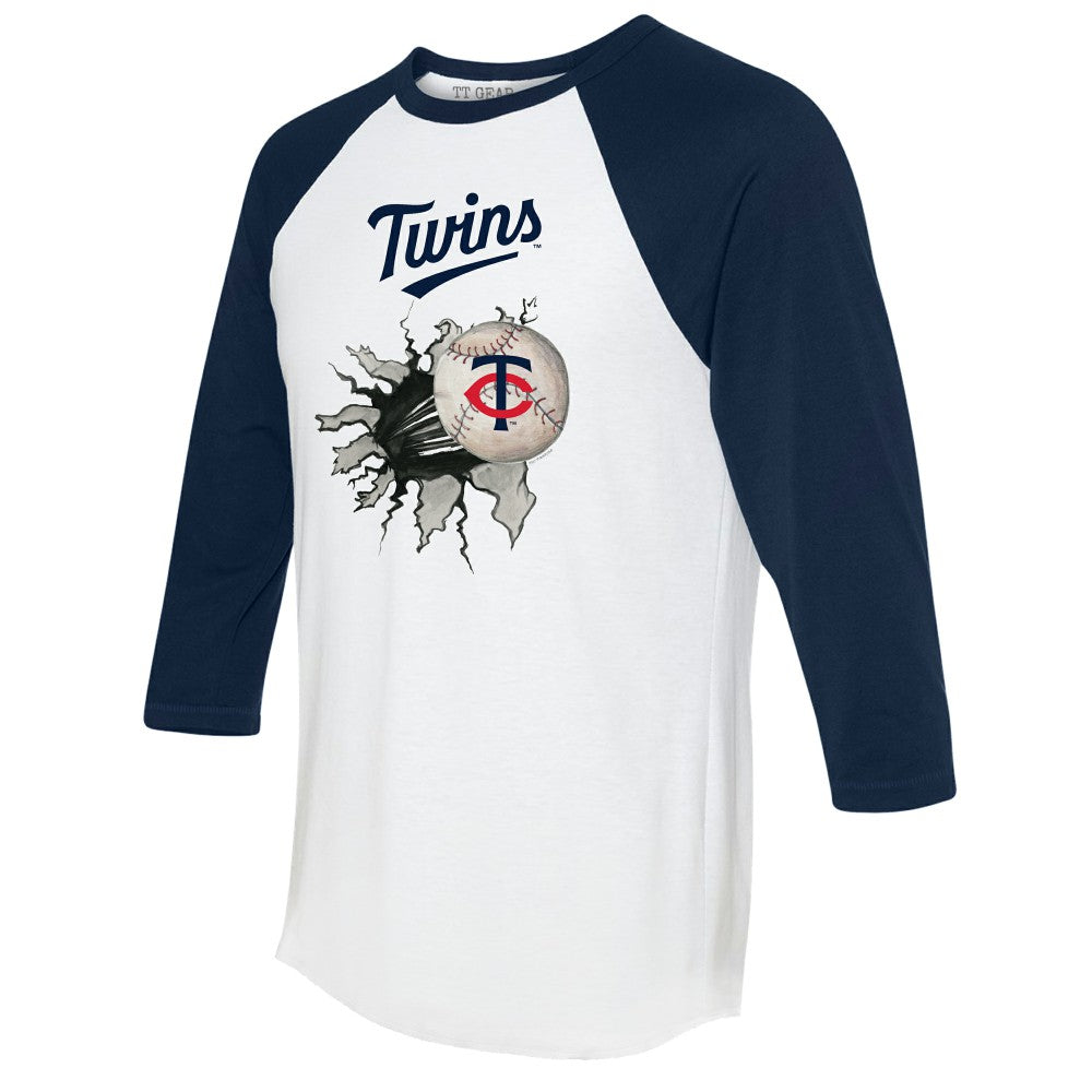 Minnesota Twins Tiny Turnip Women's Baseball Tear 3/4-Sleeve Raglan T-Shirt - MLB T-shirts