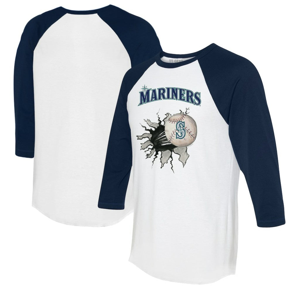 Seattle Mariners Tiny Turnip Women's Baseball Tear 3/4-Sleeve Raglan T-Shirt - MLB T-shirts