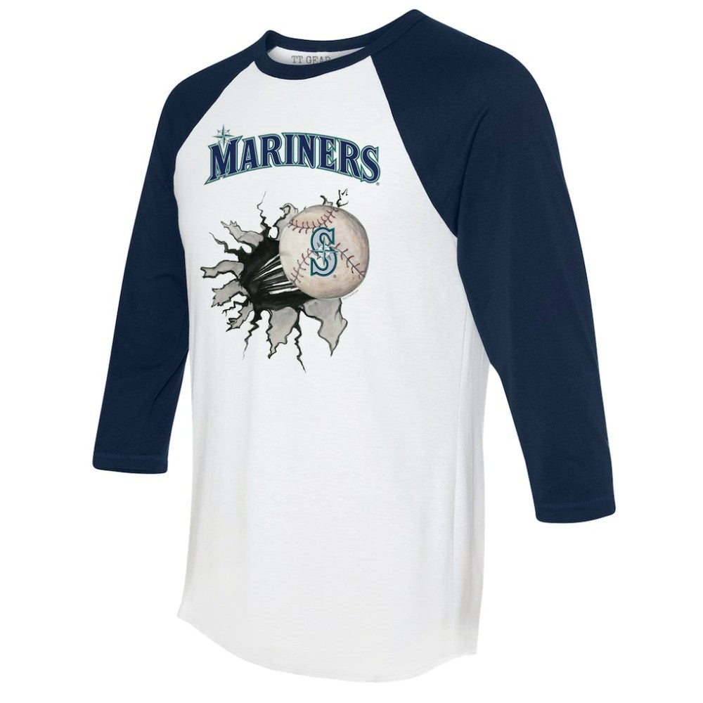 Seattle Mariners Tiny Turnip Women's Baseball Tear 3/4-Sleeve Raglan T-Shirt - MLB T-shirts