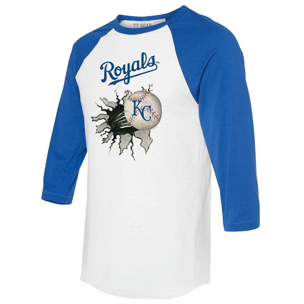 Kansas City Royals Tiny Turnip Women's Baseball Tear 3/4-Sleeve Raglan T-Shirt - MLB T-shirts