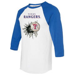 Texas Rangers Tiny Turnip Women's Baseball Tear 3/4-Sleeve Raglan T-Shirt - MLB T-shirts