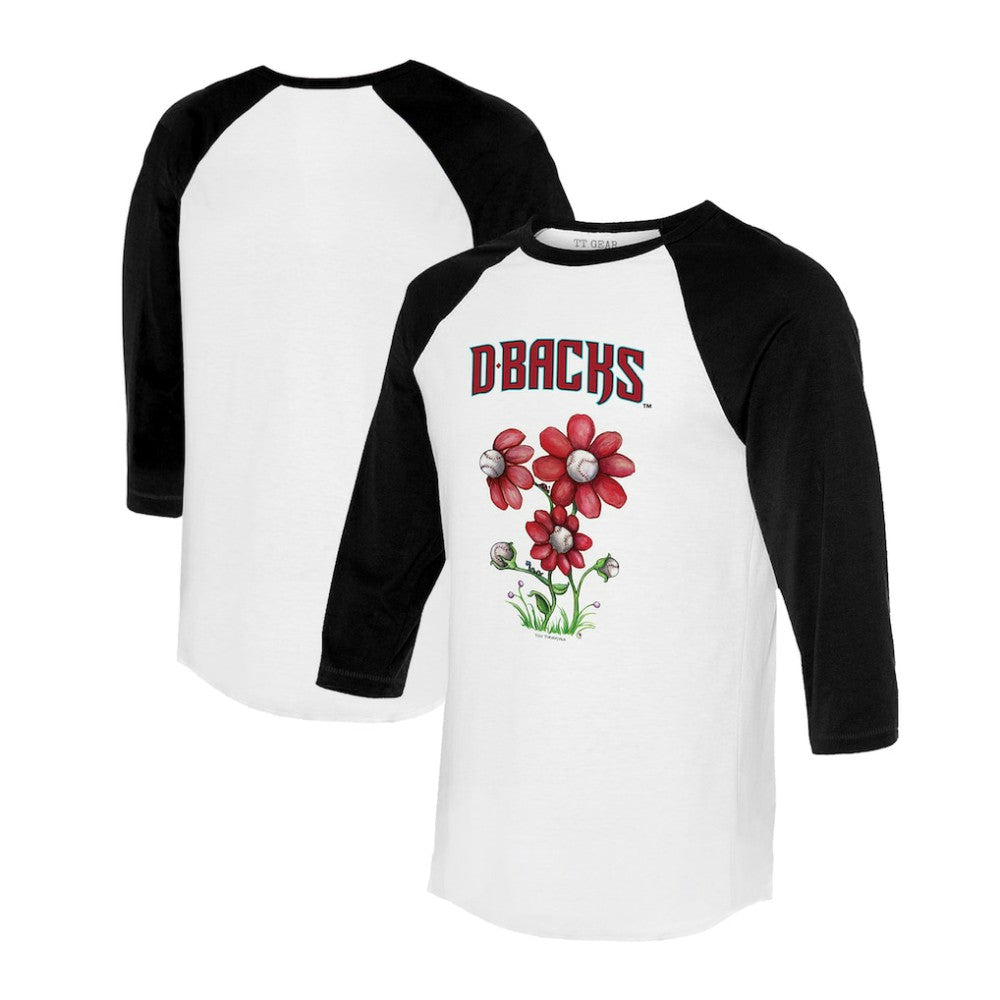 Arizona Diamondbacks Tiny Turnip Women's Blooming Baseballs 3/4-Sleeve Raglan T-Shirt - MLB T-shirts