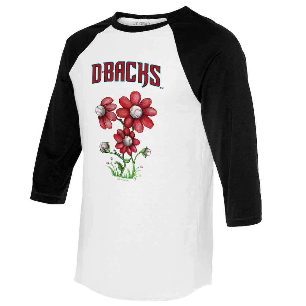Arizona Diamondbacks Tiny Turnip Women's Blooming Baseballs 3/4-Sleeve Raglan T-Shirt - MLB T-shirts