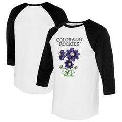 Colorado Rockies Tiny Turnip Women's Blooming Baseballs 3/4-Sleeve Raglan T-Shirt - MLB T-shirts