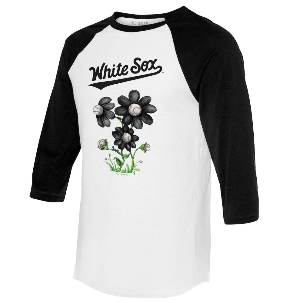 Chicago White Sox Tiny Turnip Women's Blooming Baseballs 3/4-Sleeve Raglan T-Shirt - MLB T-shirts