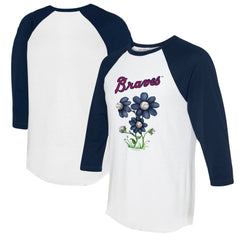 Atlanta Braves Tiny Turnip Women's Blooming Baseballs 3/4-Sleeve Raglan T-Shirt - MLB T-shirts