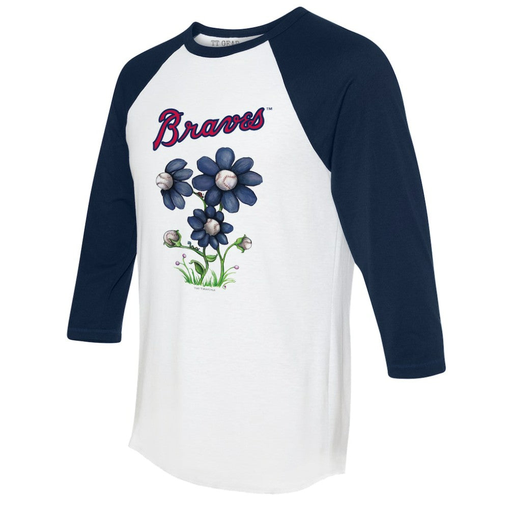 Atlanta Braves Tiny Turnip Women's Blooming Baseballs 3/4-Sleeve Raglan T-Shirt - MLB T-shirts