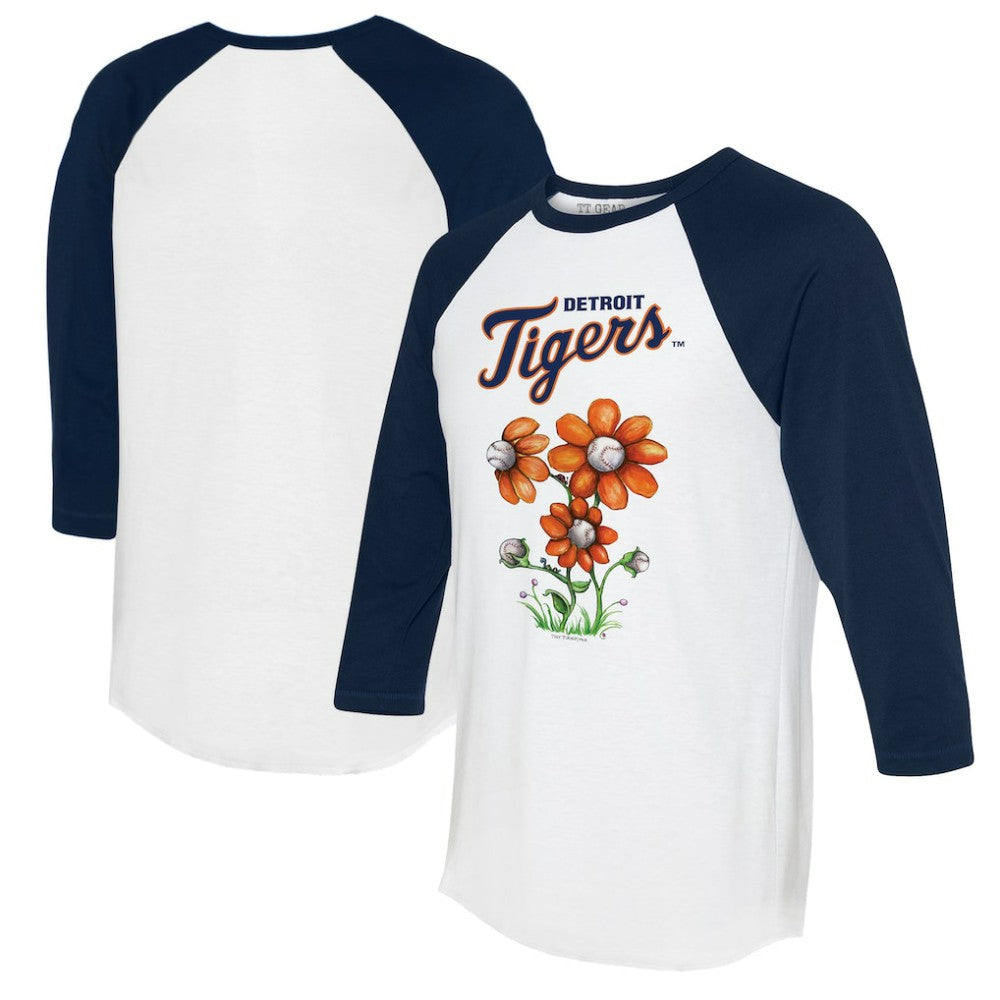 Detroit Tigers Tiny Turnip Women's Blooming Baseballs 3/4-Sleeve Raglan T-Shirt - MLB T-shirts