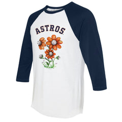 Houston Astros Tiny Turnip Women's Blooming Baseballs 3/4-Sleeve Raglan T-Shirt - MLB T-shirts