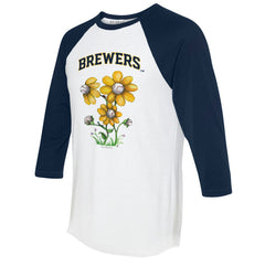 Milwaukee Brewers Tiny Turnip Women's Blooming Baseballs 3/4-Sleeve Raglan T-Shirt - MLB T-shirts
