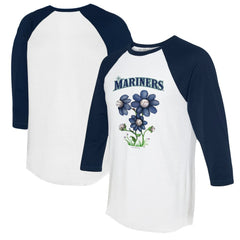 Seattle Mariners Tiny Turnip Women's Blooming Baseballs 3/4-Sleeve Raglan T-Shirt - MLB T-shirts