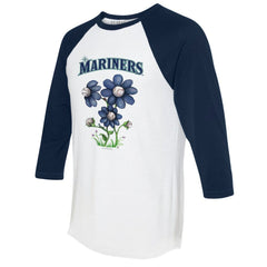 Seattle Mariners Tiny Turnip Women's Blooming Baseballs 3/4-Sleeve Raglan T-Shirt - MLB T-shirts