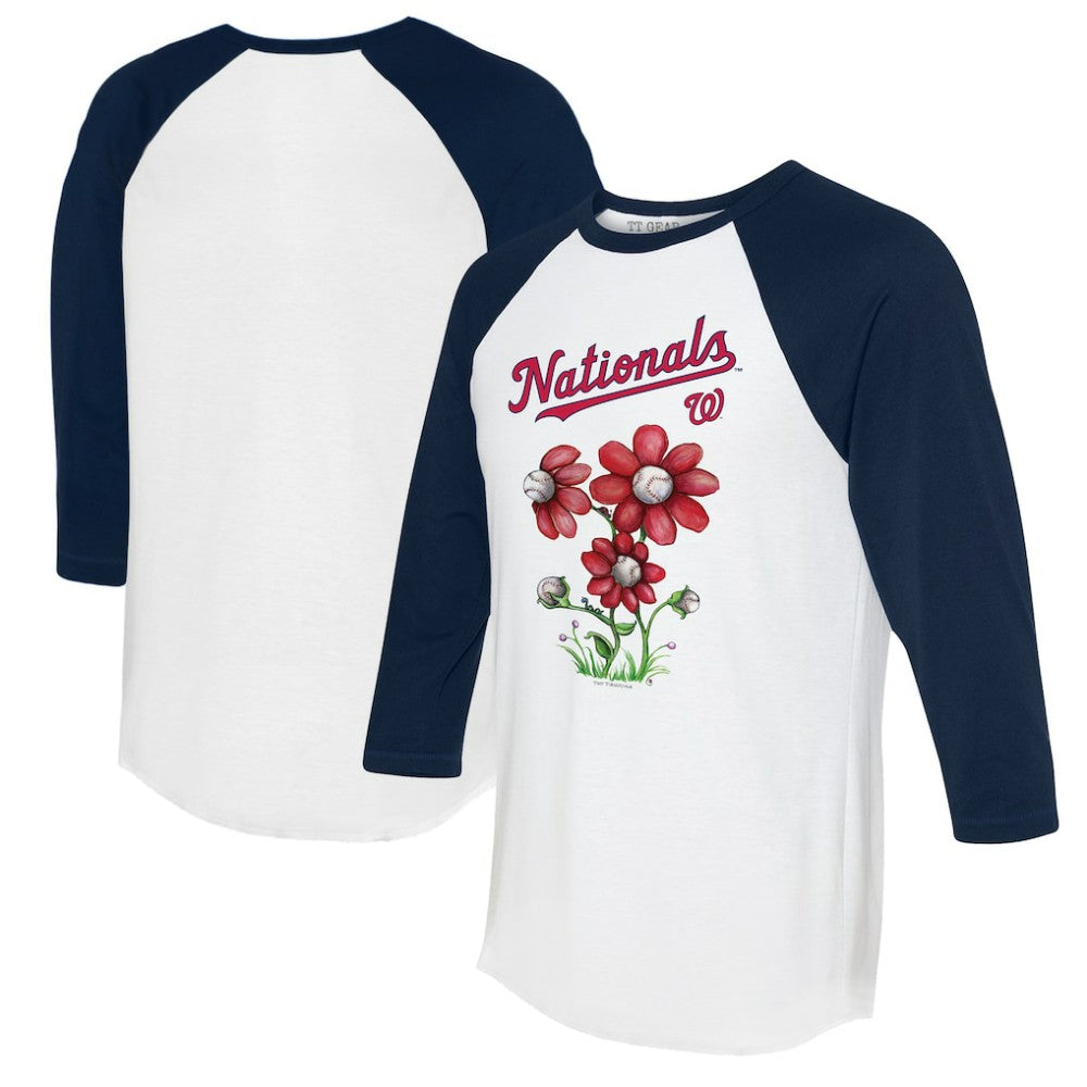 Washington Nationals Tiny Turnip Women's Blooming Baseballs 3/4-Sleeve Raglan T-Shirt - MLB T-shirts