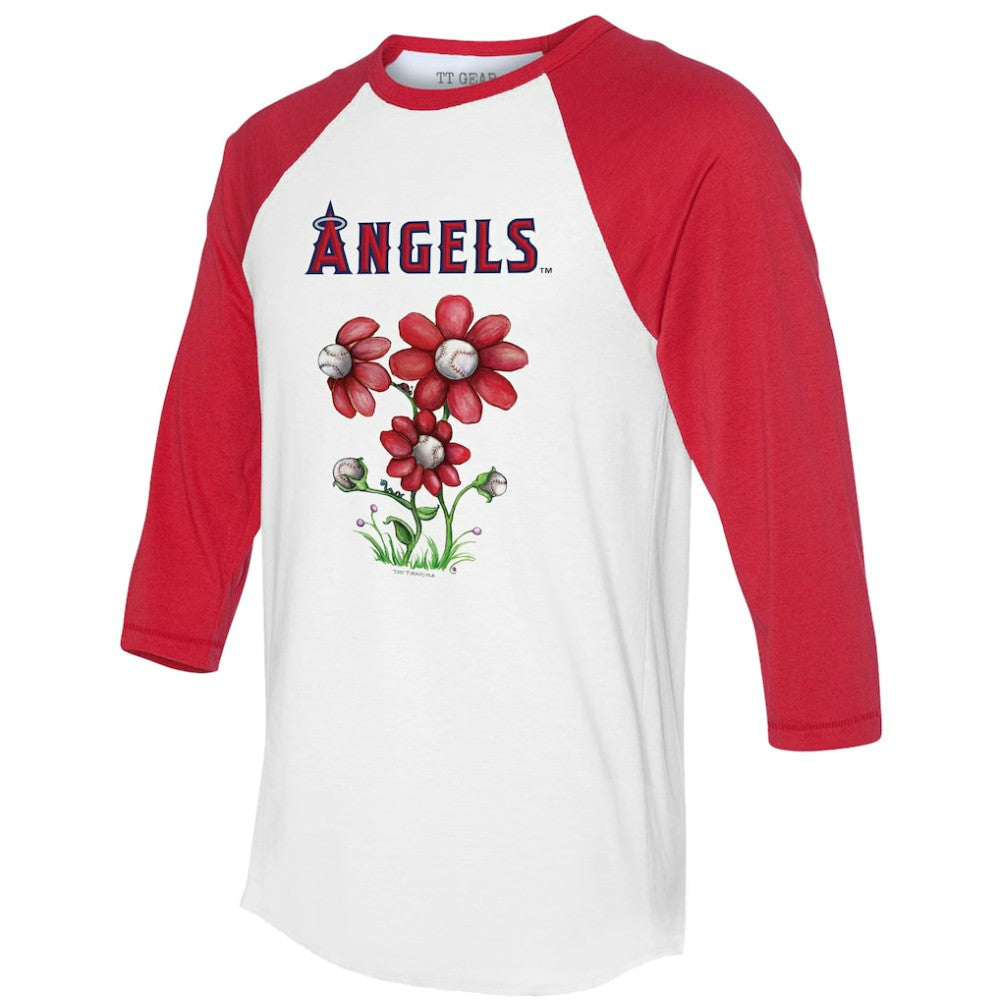 Los Angeles Angels Tiny Turnip Women's Blooming Baseballs 3/4-Sleeve Raglan T-Shirt - MLB T-shirts