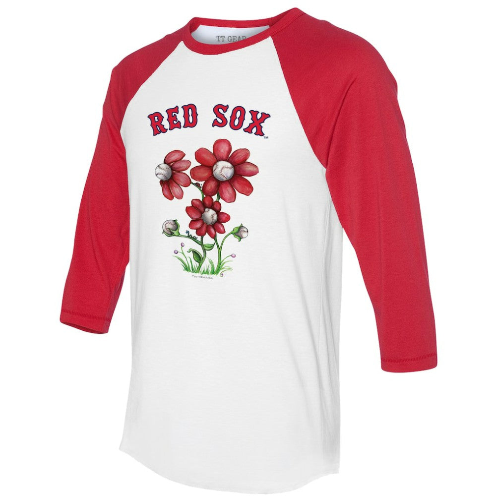 Boston Red Sox Tiny Turnip Women's Blooming Baseballs 3/4-Sleeve Raglan T-Shirt - MLB T-shirts