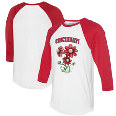 Cincinnati Reds Tiny Turnip Women's Blooming Baseballs 3/4-Sleeve Raglan T-Shirt - MLB T-shirts