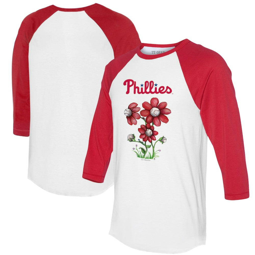 Philadelphia Phillies Tiny Turnip Women's Blooming Baseballs 3/4-Sleeve Raglan T-Shirt - MLB T-shirts
