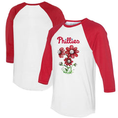 Philadelphia Phillies Tiny Turnip Women's Blooming Baseballs 3/4-Sleeve Raglan T-Shirt - MLB T-shirts
