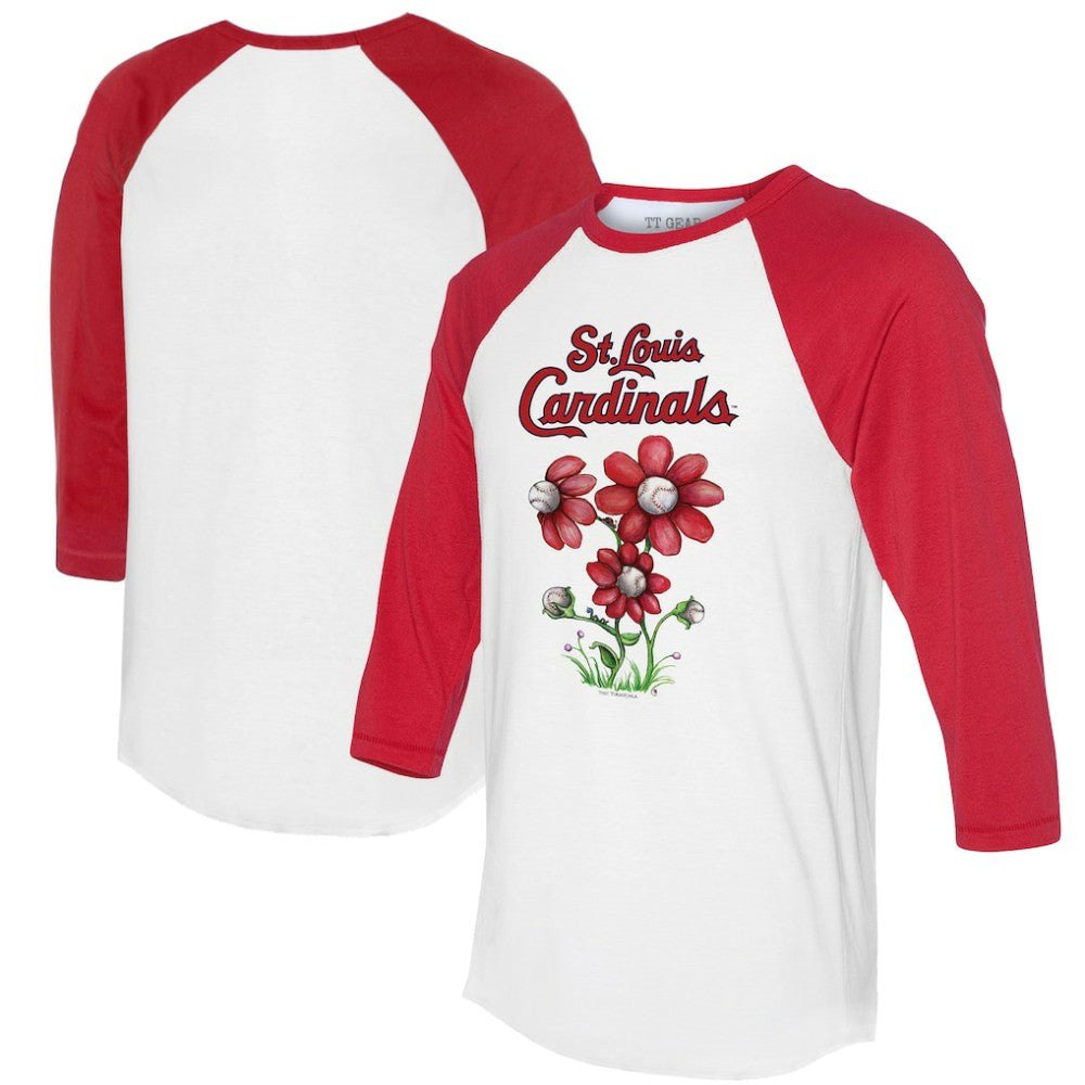 St. Louis Cardinals Tiny Turnip Women's Blooming Baseballs 3/4-Sleeve Raglan T-Shirt - MLB T-shirts