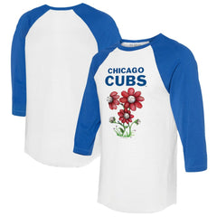 Chicago Cubs Tiny Turnip Women's Blooming Baseballs 3/4-Sleeve Raglan T-Shirt - MLB T-shirts