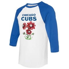 Chicago Cubs Tiny Turnip Women's Blooming Baseballs 3/4-Sleeve Raglan T-Shirt - MLB T-shirts