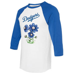 Los Angeles Dodgers Tiny Turnip Women's Blooming Baseballs 3/4-Sleeve Raglan T-Shirt - MLB T-shirts
