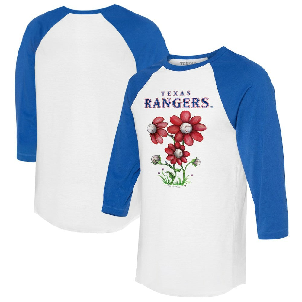 Texas Rangers Tiny Turnip Women's Blooming Baseballs 3/4-Sleeve Raglan T-Shirt - MLB T-shirts