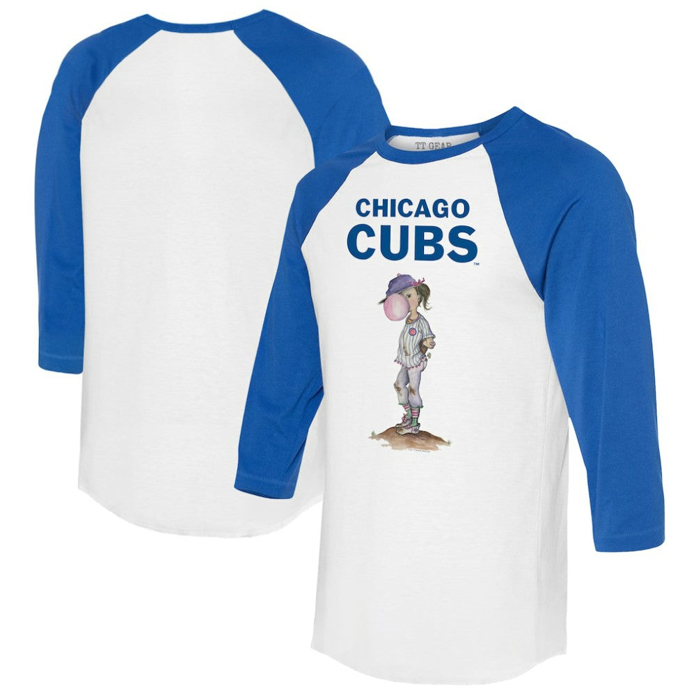 Chicago Cubs Tiny Turnip Women's Bubbles 3/4-Sleeve Raglan T-Shirt - MLB T-shirts