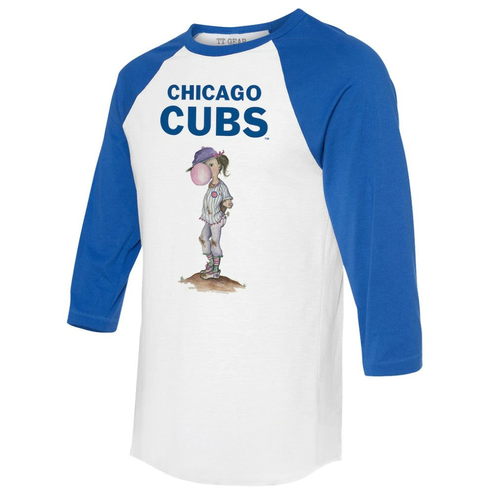 Chicago Cubs Tiny Turnip Women's Bubbles 3/4-Sleeve Raglan T-Shirt - MLB T-shirts